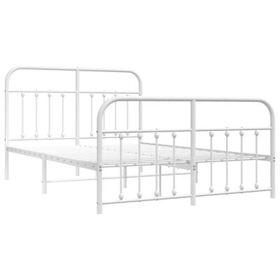 vidaXL Metal Bed Frame without Mattress with Footboard White 150x200 cm King Size