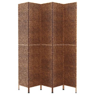 vidaXL Room Divider 5-Panel Brown 205x180 cm Water Hyacinth