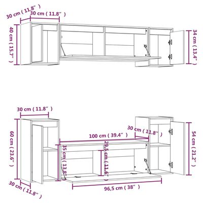 vidaXL TV Cabinets 6 pcs Solid Wood Pine