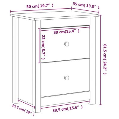 vidaXL Bedside Cabinet 50x35x61.5 cm Solid Wood Pine