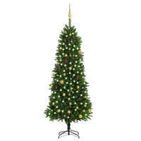 vidaXL Artificial Pre-lit Christmas Tree with Ball Set 240 cm Green