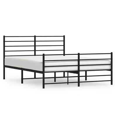 vidaXL Metal Bed Frame without Mattress with Footboard Black 135x190 cm Double