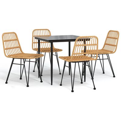 vidaXL 5 Piece Garden Dining Set Poly Rattan