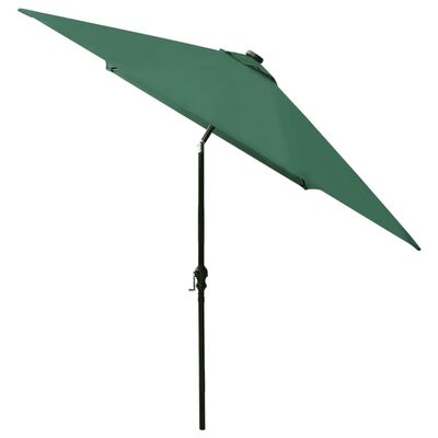 vidaXL Garden Parasol with LEDs and Steel Pole Green 2x3 m