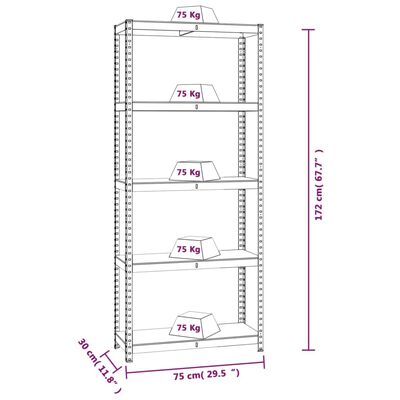 vidaXL 5-Layer Shelves 3 pcs Anthracite Steel&Engineered Wood