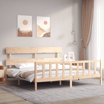 vidaXL Bed Frame without Mattress Super King Size Solid Wood Pine