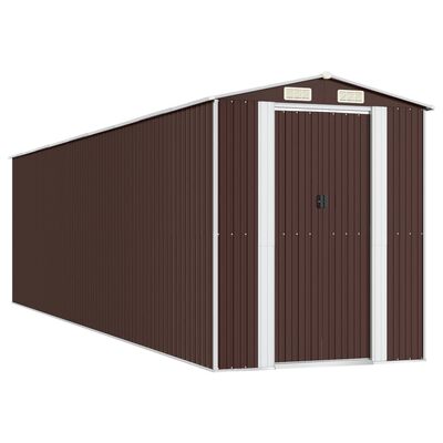 vidaXL Garden Shed Dark Brown 192x772x223 cm Galvanised Steel