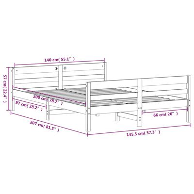 vidaXL Bed Frame without Mattress 140x200 cm Solid Wood Pine