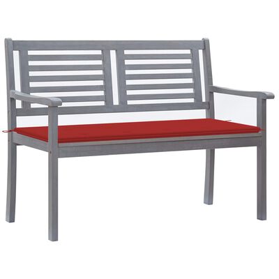 vidaXL 2-Seater Garden Bench with Cushion 120 cm Grey Eucalyptus Wood