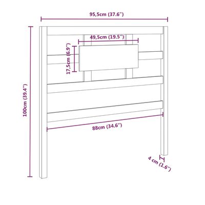 vidaXL Bed Headboard Black 95.5x4x100 cm Solid Wood Pine