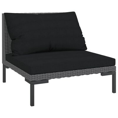 vidaXL 7 Piece Garden Lounge Set with Cushions Poly Rattan Dark Grey