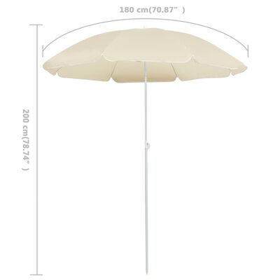 vidaXL Garden Parasol with Steel Pole Sand 180 cm