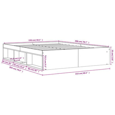 vidaXL Bed Frame without Mattress Sonoma Oak 150x200 cm King Size