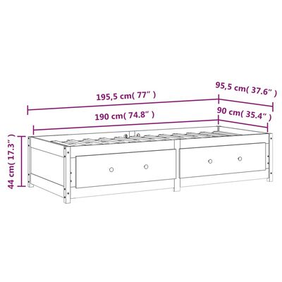 vidaXL Day Bed without Mattress White 90x190 cm Single Solid Wood Pine