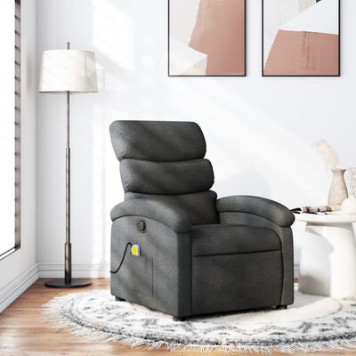 vidaXL Massage Recliner Chair Dark Grey Fabric