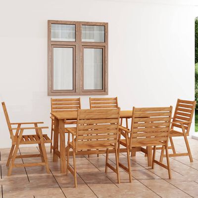 vidaXL 7 Piece Garden Dining Set Solid Acacia Wood