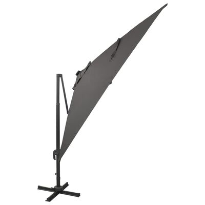 vidaXL Cantilever Garden Parasol with Pole and LED Lights Anthracite 300 cm