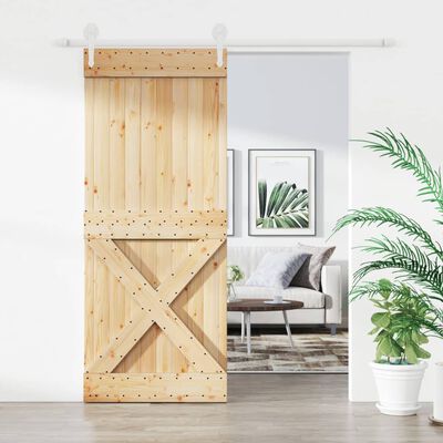 vidaXL Sliding Door with Hardware Set 85x210 cm Solid Wood Pine