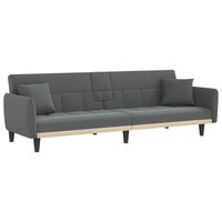 vidaXL Sofa Bed with Cup Holders Dark Grey Fabric