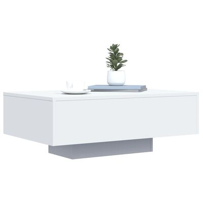 vidaXL Coffee Table with LED Lights White 85x55x31 cm