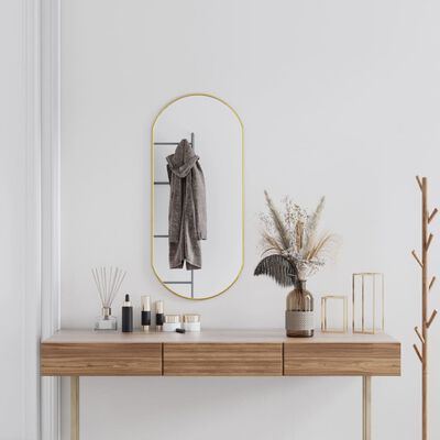 vidaXL Wall Mirror Gold 90x40 cm Oval