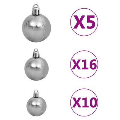 vidaXL Artificial Hinged Christmas Tree 300 LEDs & Ball Set 180 cm