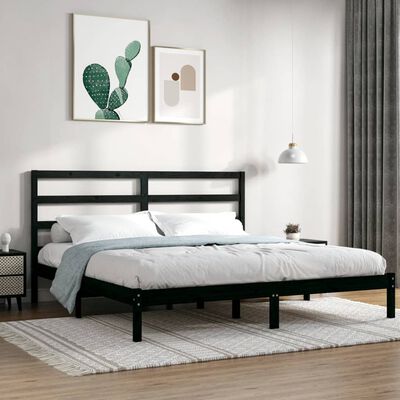 vidaXL Bed Frame without Mattress Black 180x200 cm Super King Solid Wood