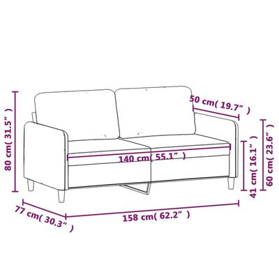 vidaXL 2-Seater Sofa Light Grey 140 cm Fabric