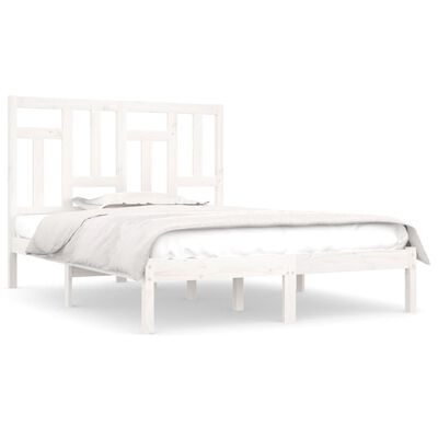 vidaXL Bed Frame without Mattress White 150x200 cm King Size Solid Wood Pine