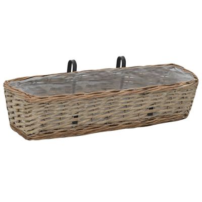 vidaXL Balcony Planter 2 pcs Wicker with PE Lining 60 cm