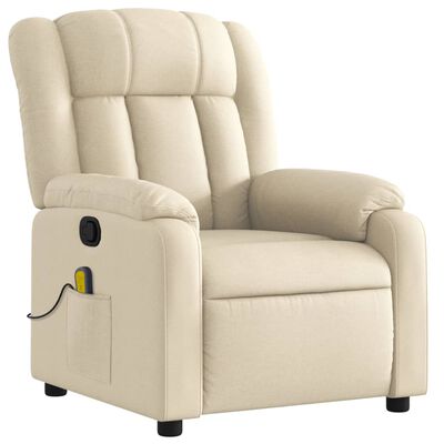 vidaXL Massage Recliner Chair Cream Fabric