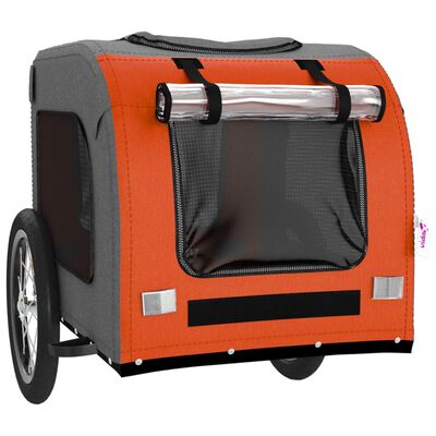 vidaXL Pet Bike Trailer Orange and Grey Oxford Fabric and Iron