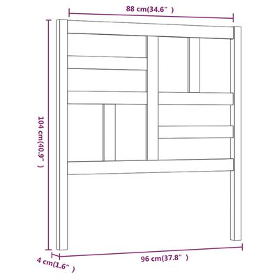 vidaXL Bed Headboard White 96x4x104 cm Solid Wood Pine