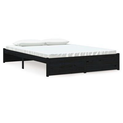 vidaXL Bed Frame without Mattress Black Solid Wood 150x200 cm King Size