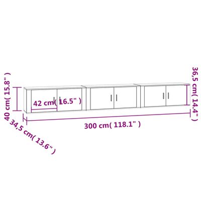 vidaXL Wall-mounted TV Cabinets 3 pcs White 100x34.5x40 cm