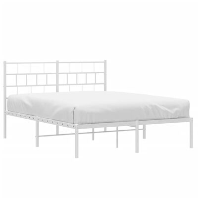 vidaXL Metal Bed Frame without Mattress with Headboard White 150x200 cm King Size