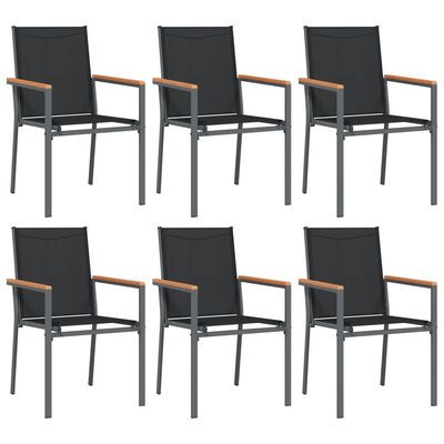 vidaXL 7 Piece Garden Dining Set Black Textilene and Steel