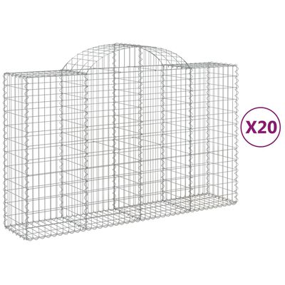 vidaXL Arched Gabion Baskets 20 pcs 200x50x120/140 cm Galvanised Iron