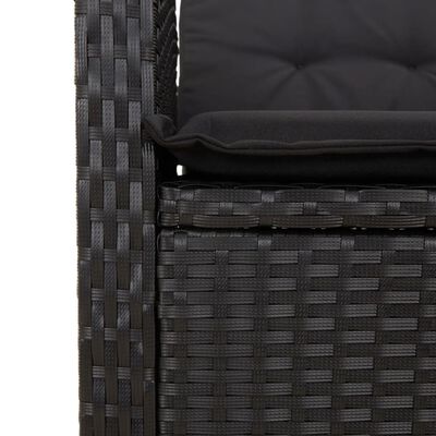 vidaXL Reclining Garden Chairs 2 pcs with Cushions Black Poly Rattan