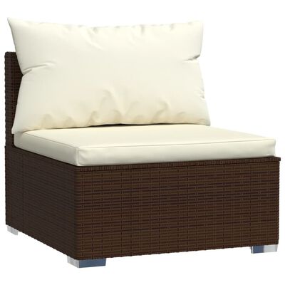 vidaXL 8 Piece Garden Lounge Set with Cushions Poly Rattan Brown