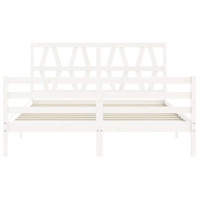 vidaXL Bed Frame without Mattress White King Size Solid Wood