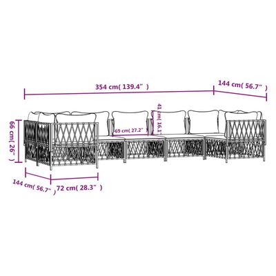 vidaXL 7 Piece Garden Lounge Set with Cushions White Steel