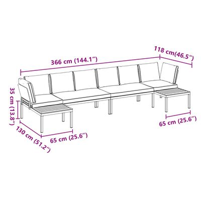 vidaXL 4 Piece Garden Sofa Set with Cushions Black Aluminium