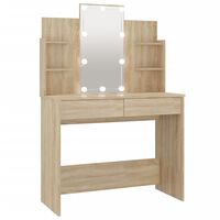 vidaXL Dressing Table with LED Sonoma Oak 96x40x142 cm