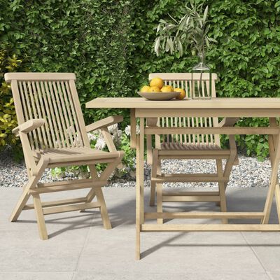 vidaXL Folding Garden Chairs 2 pcs Grey 56x61x89 cm Solid Wood Teak