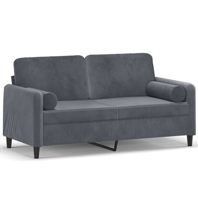 vidaXL 2-Seater Sofa with Throw Pillows Dark Grey 140 cm Velvet