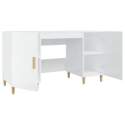 vidaXL Desk High Gloss White 140x50x75 cm Engineered Wood