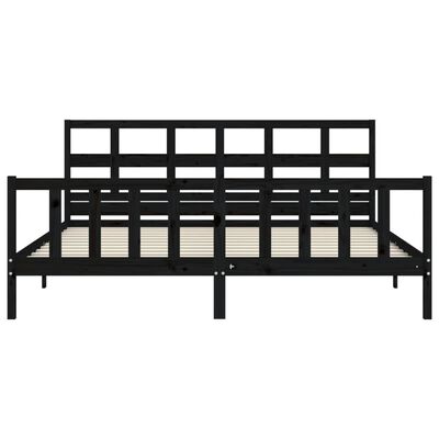 vidaXL Bed Frame without Mattress Black Super King Size Solid Wood Pine