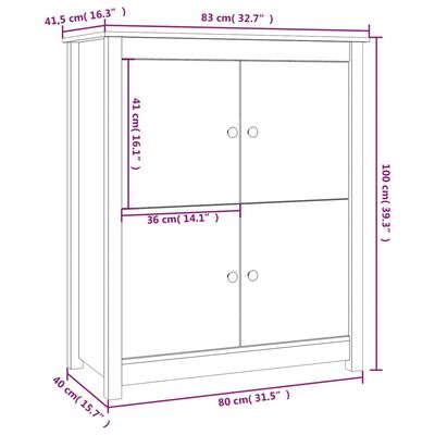 vidaXL Sideboard 83x41.5x100 cm Solid Wood Pine