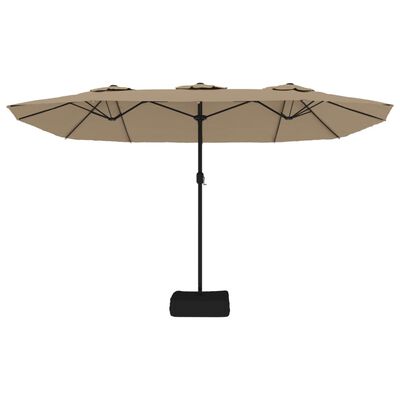 vidaXL Double-Head Garden Parasol with LEDs Taupe 449x245 cm